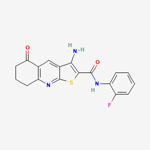 molecular formula C18H14FN3O2S B2806238 3-amino-N-(2-fluorophenyl)-5-oxo-5,6,7,8-tetrahydrothieno[2,3-b]quinoline-2-carboxamide CAS No. 799802-80-5