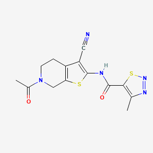 N-(6-acetyl-3-cyano-4,5,6,7-tetrahydrothieno[2,3-c]pyridin-2-yl)-4-methyl-1,2,3-thiadiazole-5-carboxamide