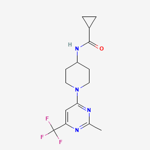 molecular formula C15H19F3N4O B2806249 N-{1-[2-甲基-6-(三氟甲基)嘧啶-4-基]哌啶-4-基}环丙烷甲酰胺 CAS No. 1775341-94-0