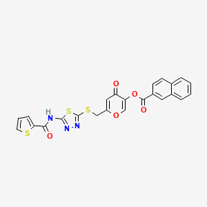 4-oxo-6-(((5-(thiophene-2-carboxamido)-1,3,4-thiadiazol-2-yl)thio)methyl)-4H-pyran-3-yl 2-naphthoate