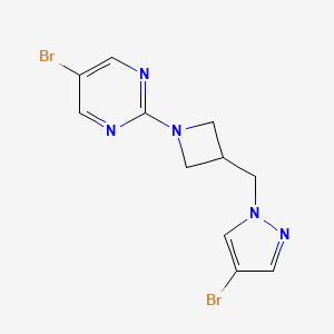 molecular formula C11H11Br2N5 B2806255 5-bromo-2-{3-[(4-bromo-1H-pyrazol-1-yl)methyl]azetidin-1-yl}pyrimidine CAS No. 2415585-51-0