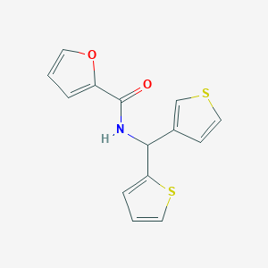 molecular formula C14H11NO2S2 B2806258 N-(thiophen-2-yl(thiophen-3-yl)methyl)furan-2-carboxamide CAS No. 2034381-34-3