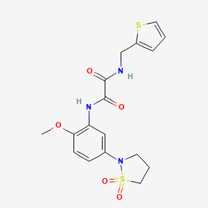 molecular formula C17H19N3O5S2 B2806268 N1-(5-(1,1-dioxidoisothiazolidin-2-yl)-2-methoxyphenyl)-N2-(thiophen-2-ylmethyl)oxalamide CAS No. 1170406-35-5