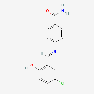 4-{[(1E)-(5-chloro-2-hydroxyphenyl)methylene]amino}benzamide