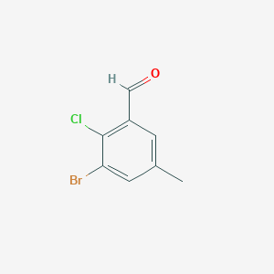 molecular formula C8H6BrClO B2806272 3-Bromo-2-chloro-5-methylbenzaldehyde CAS No. 1934517-43-7