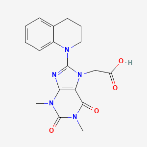molecular formula C18H19N5O4 B2806273 2-(8-(3,4-dihydroquinolin-1(2H)-yl)-1,3-dimethyl-2,6-dioxo-2,3-dihydro-1H-purin-7(6H)-yl)acetic acid CAS No. 1021099-45-5