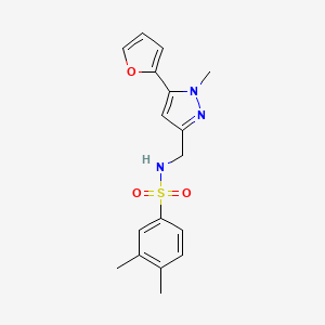 molecular formula C17H19N3O3S B2806276 N-((5-(呋喃-2-基)-1-甲基-1H-吡唑-3-基)甲基)-3,4-二甲基苯磺酰胺 CAS No. 1421449-49-1
