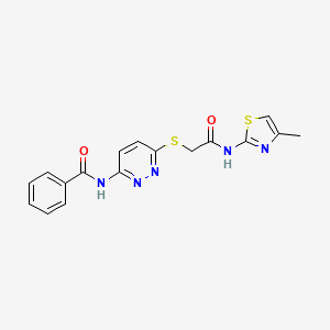 molecular formula C17H15N5O2S2 B2806277 N-(6-((2-((4-甲基噻唑-2-基)氨基)-2-氧代乙基)硫代吡啶-3-基)苯甲酰胺 CAS No. 1021090-37-8