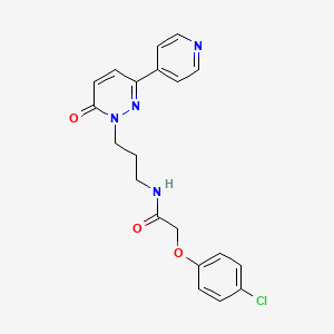molecular formula C20H19ClN4O3 B2806280 2-(4-chlorophenoxy)-N-(3-(6-oxo-3-(pyridin-4-yl)pyridazin-1(6H)-yl)propyl)acetamide CAS No. 1021137-76-7