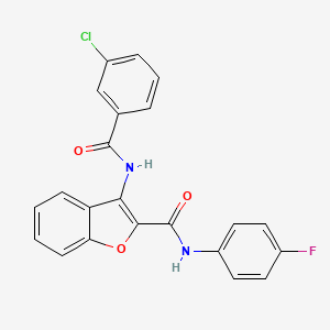 molecular formula C22H14ClFN2O3 B2806285 3-(3-氯苯甲酰氨基)-N-(4-氟苯基)苯并呋喃-2-甲酰胺 CAS No. 887884-32-4