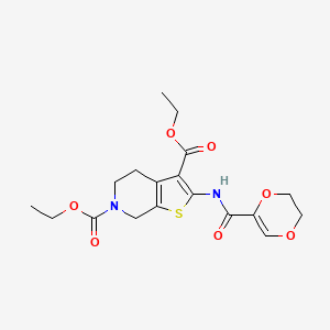diethyl 2-(2,3-dihydro-1,4-dioxine-5-carbonylamino)-5,7-dihydro-4H-thieno[2,3-c]pyridine-3,6-dicarboxylate