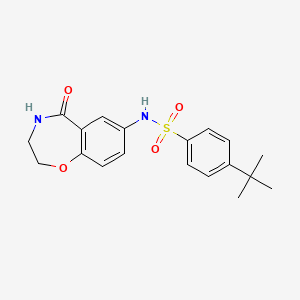 molecular formula C19H22N2O4S B2806304 4-(叔丁基)-N-(5-氧代-2,3,4,5-四氢苯并[f][1,4]噁唑-7-基)苯磺酰胺 CAS No. 922009-12-9