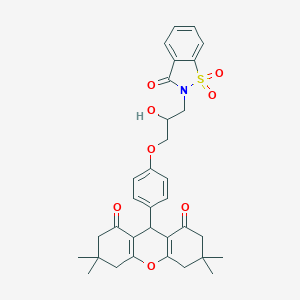molecular formula C33H35NO8S B280631 9-{4-[3-(1,1-dioxido-3-oxo-1,2-benzisothiazol-2(3H)-yl)-2-hydroxypropoxy]phenyl}-3,3,6,6-tetramethyl-3,4,5,6,7,9-hexahydro-1H-xanthene-1,8(2H)-dione 