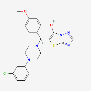 molecular formula C23H24ClN5O2S B2806316 5-((4-(3-Chlorophenyl)piperazin-1-yl)(4-methoxyphenyl)methyl)-2-methylthiazolo[3,2-b][1,2,4]triazol-6-ol CAS No. 851810-32-7