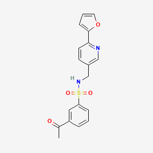 molecular formula C18H16N2O4S B2806317 3-acetyl-N-((6-(furan-2-yl)pyridin-3-yl)methyl)benzenesulfonamide CAS No. 1904098-69-6