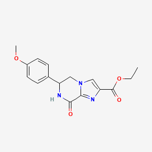 molecular formula C16H17N3O4 B2806318 乙酸-6-(4-甲氧基苯基)-8-氧代-5,6,7,8-四氢咪唑并[1,2-a]吡嗪-2-甲酸酯 CAS No. 1987263-42-2