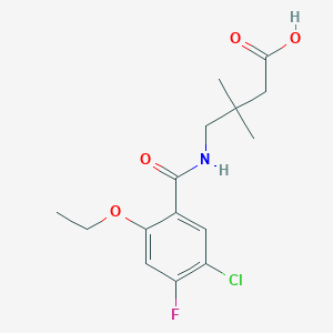 molecular formula C15H19ClFNO4 B2806319 4-(5-氯-2-乙氧-4-氟苯甲酰胺基)-3,3-二甲基丁酸 CAS No. 1805818-57-8