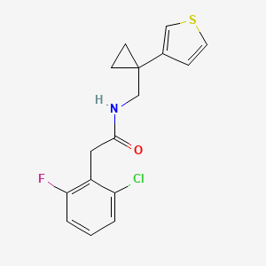 molecular formula C16H15ClFNOS B2806322 2-(2-Chloro-6-fluorophenyl)-N-[(1-thiophen-3-ylcyclopropyl)methyl]acetamide CAS No. 2415461-62-8