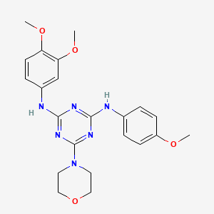 molecular formula C22H26N6O4 B2806330 N2-(3,4-dimethoxyphenyl)-N4-(4-methoxyphenyl)-6-morpholino-1,3,5-triazine-2,4-diamine CAS No. 898630-19-8