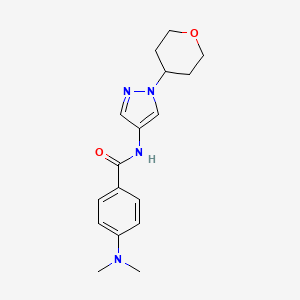 molecular formula C17H22N4O2 B2806331 4-(dimethylamino)-N-(1-(tetrahydro-2H-pyran-4-yl)-1H-pyrazol-4-yl)benzamide CAS No. 1797551-88-2