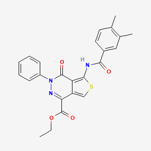 molecular formula C24H21N3O4S B2806335 乙酸-5-(3,4-二甲基苯甲酰胺基)-4-氧代-3-苯基-3,4-二氢噻吩并[3,4-d]吡啶-1-甲酸酯 CAS No. 851946-98-0