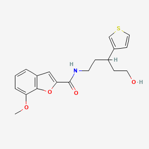 molecular formula C19H21NO4S B2806336 N-(5-hydroxy-3-(thiophen-3-yl)pentyl)-7-methoxybenzofuran-2-carboxamide CAS No. 2034482-08-9