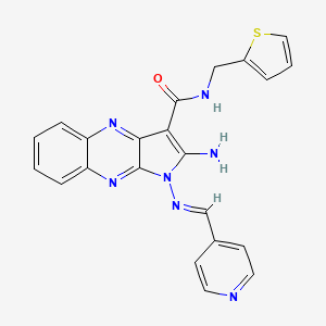 molecular formula C22H17N7OS B2806342 (E)-2-amino-1-((pyridin-4-ylmethylene)amino)-N-(thiophen-2-ylmethyl)-1H-pyrrolo[2,3-b]quinoxaline-3-carboxamide CAS No. 585551-27-5
