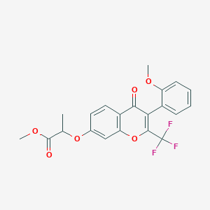 molecular formula C21H17F3O6 B2806345 Methyl 2-[3-(2-methoxyphenyl)-4-oxo-2-(trifluoromethyl)chromen-7-yl]oxypropanoate CAS No. 451521-88-3