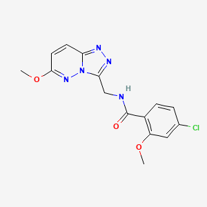 molecular formula C15H14ClN5O3 B2806348 4-氯-2-甲氧基-N-((6-甲氧基-[1,2,4]三唑并[4,3-b]吡啶-3-基)甲基)苯甲酰胺 CAS No. 2320679-76-1