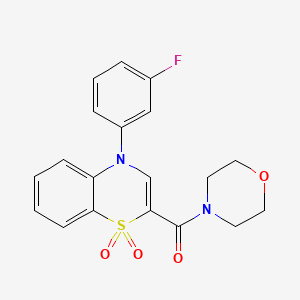 molecular formula C19H17FN2O4S B2806351 (4-(3-fluorophenyl)-1,1-dioxido-4H-benzo[b][1,4]thiazin-2-yl)(morpholino)methanone CAS No. 1251612-46-0