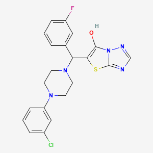 molecular formula C21H19ClFN5OS B2806361 5-((4-(3-Chlorophenyl)piperazin-1-yl)(3-fluorophenyl)methyl)thiazolo[3,2-b][1,2,4]triazol-6-ol CAS No. 868220-05-7