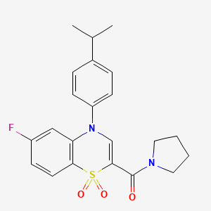 (6-fluoro-4-(4-isopropylphenyl)-1,1-dioxido-4H-benzo[b][1,4]thiazin-2-yl)(pyrrolidin-1-yl)methanone