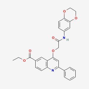 Ethyl 4-[2-(2,3-dihydro-1,4-benzodioxin-6-ylamino)-2-oxoethoxy]-2-phenylquinoline-6-carboxylate