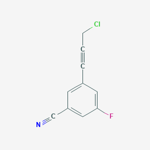 molecular formula C10H5ClFN B2806408 3-(3-氯丙-1-炔基)-5-氟苯甲腈 CAS No. 1507756-33-3