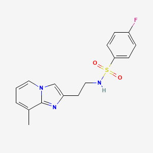 molecular formula C16H16FN3O2S B2806413 4-氟-N-(2-(8-甲基咪唑并[1,2-a]吡啶-2-基)乙基)苯磺酰胺 CAS No. 868979-08-2