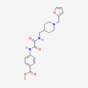 molecular formula C21H25N3O5 B2806420 甲酸4-(2-(((1-(呋喃-2-基甲基哌啶-4-基)甲基)氨基)-2-氧代乙酰基)苯甲酸甲酯 CAS No. 953181-03-8