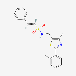 molecular formula C20H20N2O2S2 B2806425 (E)-N-((4-methyl-2-(o-tolyl)thiazol-5-yl)methyl)-2-phenylethenesulfonamide CAS No. 1448139-15-8