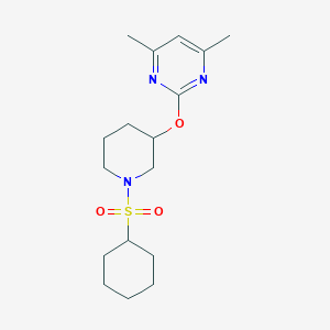 molecular formula C17H27N3O3S B2806428 2-((1-(Cyclohexylsulfonyl)piperidin-3-yl)oxy)-4,6-dimethylpyrimidine CAS No. 2097896-88-1