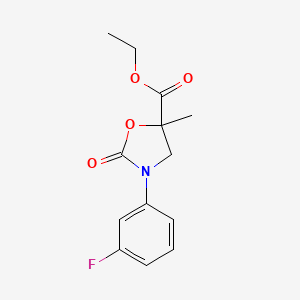 molecular formula C13H14FNO4 B2806435 乙酸-3-(3-氟苯基)-5-甲基-2-氧代-1,3-噁唑烷-5-羧酸乙酯 CAS No. 2112553-71-4