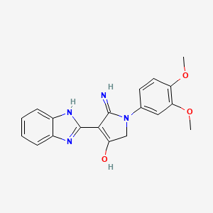 molecular formula C19H18N4O3 B2806447 5-amino-4-(1H-1,3-benzodiazol-2-yl)-1-(3,4-dimethoxyphenyl)-2,3-dihydro-1H-pyrrol-3-one CAS No. 881045-56-3