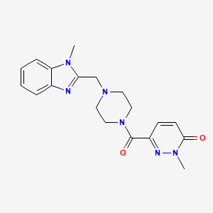 molecular formula C19H22N6O2 B2806458 2-methyl-6-(4-((1-methyl-1H-benzo[d]imidazol-2-yl)methyl)piperazine-1-carbonyl)pyridazin-3(2H)-one CAS No. 1172417-68-3