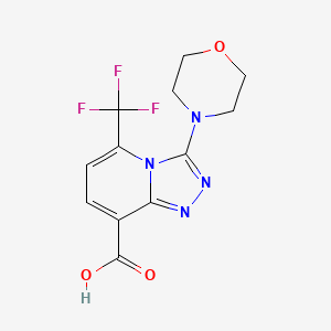 molecular formula C12H11F3N4O3 B2806459 3-Morpholino-5-(trifluoromethyl)-[1,2,4]triazolo[4,3-a]pyridine-8-carboxylic acid CAS No. 1639262-49-9