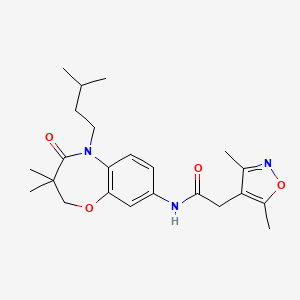 molecular formula C23H31N3O4 B2806463 2-(3,5-dimethylisoxazol-4-yl)-N-(5-isopentyl-3,3-dimethyl-4-oxo-2,3,4,5-tetrahydrobenzo[b][1,4]oxazepin-8-yl)acetamide CAS No. 1448072-34-1