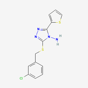 molecular formula C13H11ClN4S2 B2806468 3-[(3-chlorobenzyl)sulfanyl]-5-(2-thienyl)-4H-1,2,4-triazol-4-ylamine CAS No. 477872-64-3