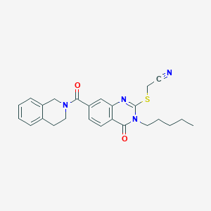 molecular formula C25H26N4O2S B2806480 {[7-(3,4-dihydroisoquinolin-2(1H)-ylcarbonyl)-4-oxo-3-pentyl-3,4-dihydroquinazolin-2-yl]thio}acetonitrile CAS No. 361472-72-2