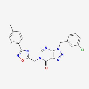 molecular formula C21H16ClN7O2 B2806487 3-(3-氯苄基)-6-{[3-(4-甲基苯基)-1,2,4-噁二唑-5-基]甲基}-3,6-二氢-7H-[1,2,3]三唑并[4,5-d]嘧啶-7-酮 CAS No. 1223863-76-0