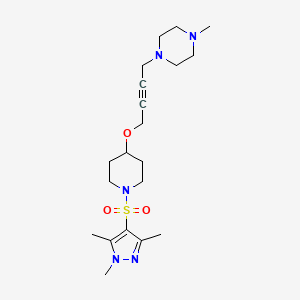 molecular formula C20H33N5O3S B2806488 1-Methyl-4-[4-[1-(1,3,5-trimethylpyrazol-4-yl)sulfonylpiperidin-4-yl]oxybut-2-ynyl]piperazine CAS No. 2415469-38-2