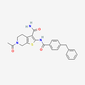 molecular formula C24H23N3O3S B2806489 6-Acetyl-2-(4-benzylbenzamido)-4,5,6,7-tetrahydrothieno[2,3-c]pyridine-3-carboxamide CAS No. 864927-90-2