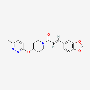 molecular formula C20H21N3O4 B2806491 (E)-3-(benzo[d][1,3]dioxol-5-yl)-1-(4-((6-methylpyridazin-3-yl)oxy)piperidin-1-yl)prop-2-en-1-one CAS No. 1798429-85-2
