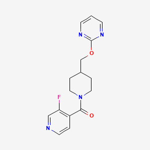 molecular formula C16H17FN4O2 B2806492 (3-Fluoropyridin-4-yl)-[4-(pyrimidin-2-yloxymethyl)piperidin-1-yl]methanone CAS No. 2379975-73-0